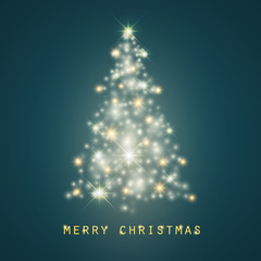 Shining Christmas tree. Vector illustration