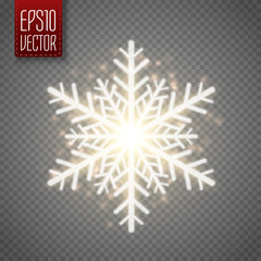 Shine golden snowflake with glitter isolated. Christmas vector decoration