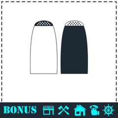 Salt and pepper shakers icon flat