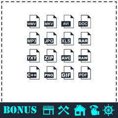 File extensions icon flat