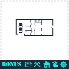 House plan icon flat