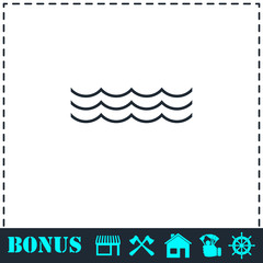 Ocean or sea icon flat