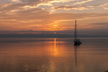 Beautiful sunrise and boat 