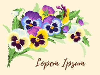 Vintage card with pansies