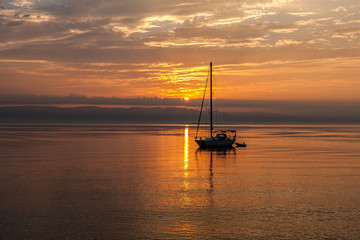 Beautiful sunrise and boat 