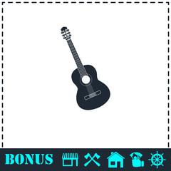 Acoustic guitar icon flat