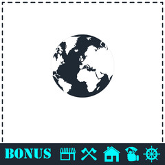 Globe Earth icon flat