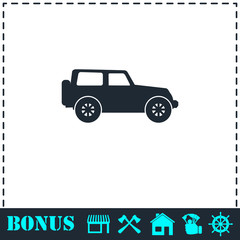 Jeep travel icon flat