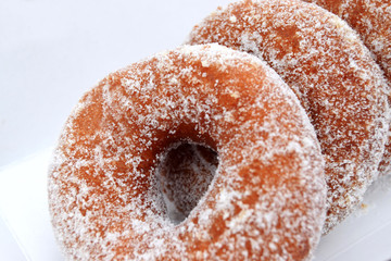 Tasty donuts in the carton box 