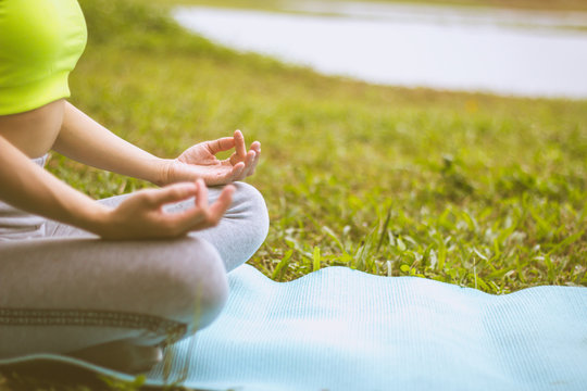 Yoga Exercise selective focus blurry background