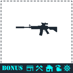 Assault carbine icon flat