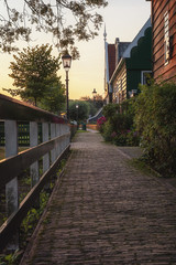 The narrow street in the small village of Zaanse Schans.