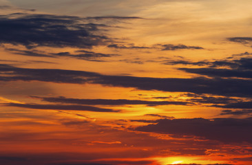 Beautiful sunset with dramatic clouds on the sky