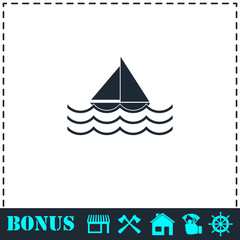 Sailboat icon flat