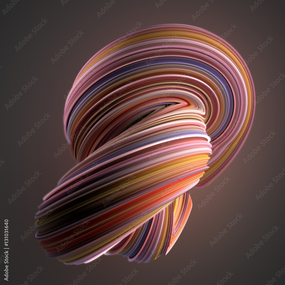Fototapete colored twisted shape. computer generated abstract geometric 3d render illustration