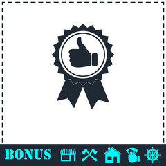 Banner ribbon Thumb up icon flat