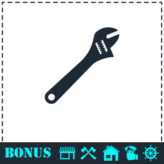 Pipe wrench icon flat
