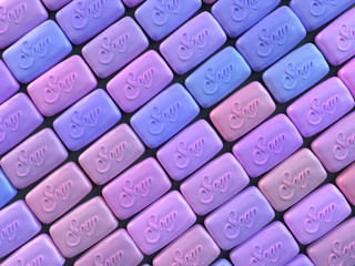 Pattern pieces of pink soap 3d rendering