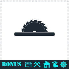 Circular saw blades icon flat