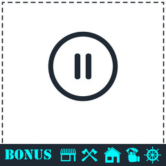 Pause button icon flat