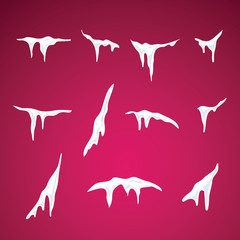 Snow caps and hanging icicles on menu bar and buttons big collec