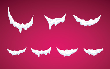 Obraz premium Snow caps hanging on menu bar and buttons set. New year decorati