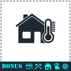 House temperature icon flat