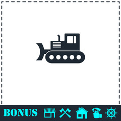 Bulldozer icon flat