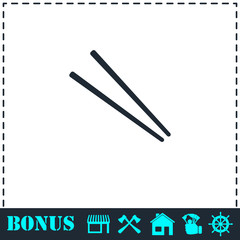 Chopsticks icon flat
