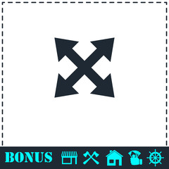 Four arrows icon flat
