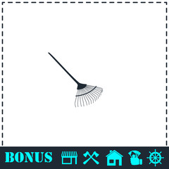 Gardening Rake icon flat