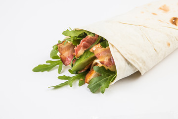 wrap sandwich on white background
