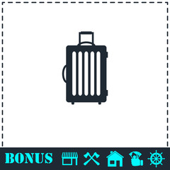 Suitcase icon flat