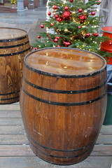 Fototapeta premium Wooden barrel with hoops