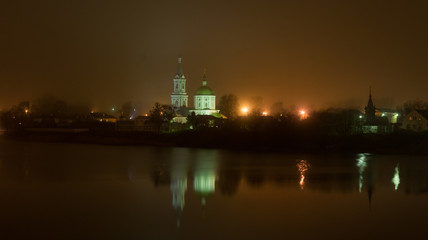 Fototapeta na wymiar Catherine nunnery in Tver on the banks of the Volga River. Built in 1774.