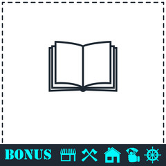 Open book icon flat