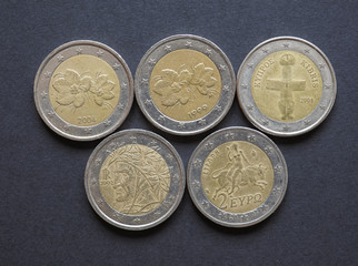 Euro (EUR) coins, currency of European Union (EU)