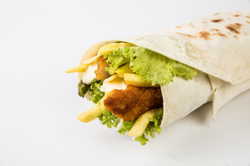 wrap sandwich on white background