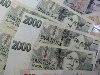 Czech korunas banknotes