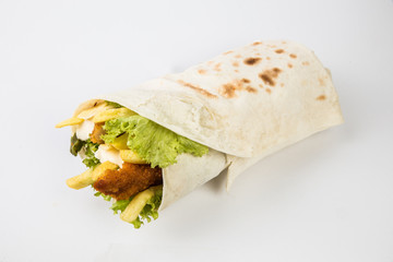 wrap sandwich on white background