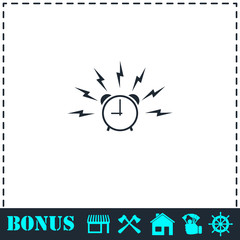 Alarm wake-up time icon flat