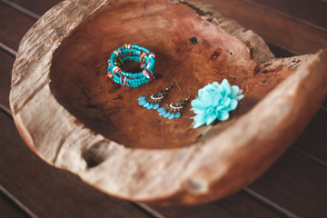 The fruit of the Coco de Mer. The decoration of the bride. Flowe