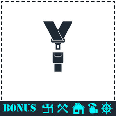 Safety belt icon flat