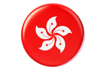 Badge with flag of Hong Kong, 3D rendering