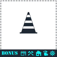 Traffic cone icon flat