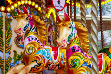 Merry-go-round at Southbank Christmas funfair in London