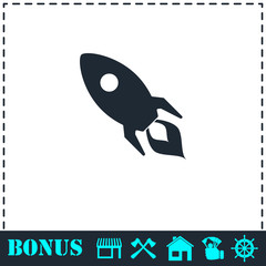 Fototapeta premium Rocket icon flat