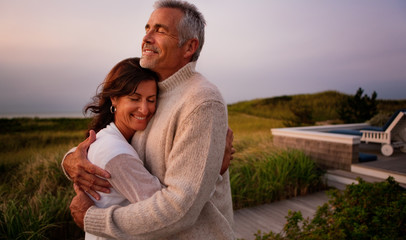 Man and woman embracing on a beach