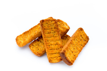 Crumbs of bread croutons. Eco food.