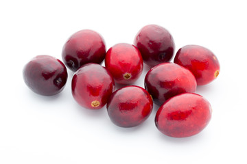 Cranberries top view. Red, ripe cranberries macro view.